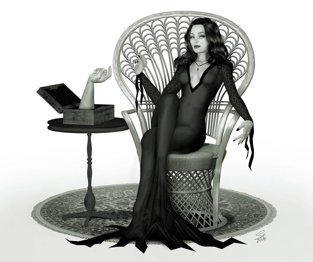 Morticia Adams Pin Up Digital Girlies