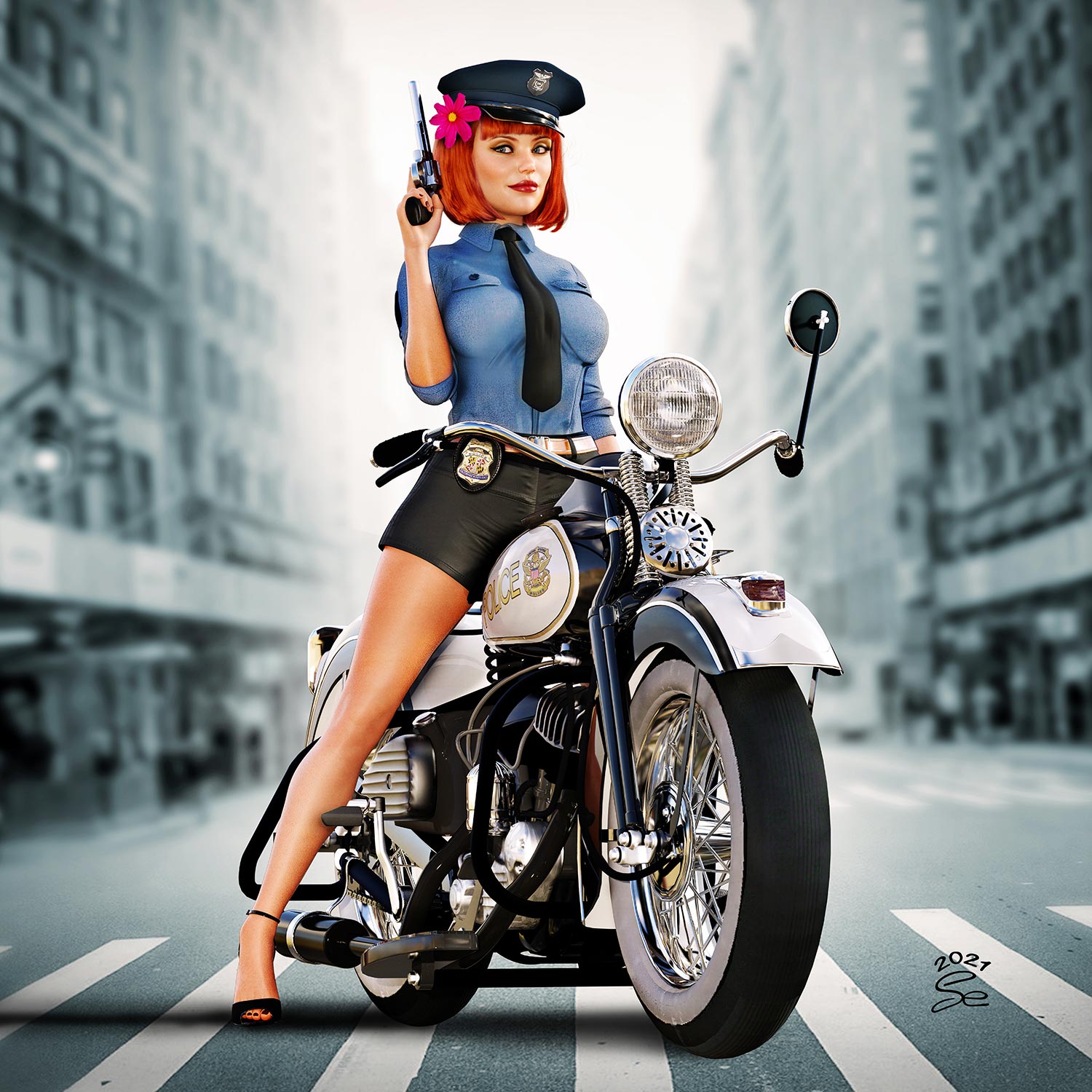 Motorcycle pin outlet up girl